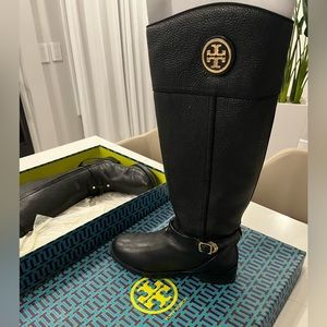 Tory Burch Teresa Black Leather Riding Boot Size 9